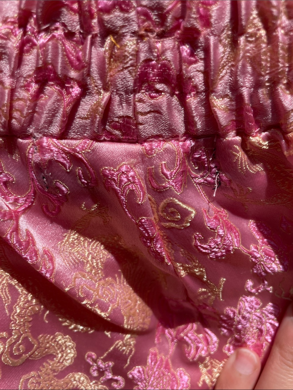 Missguided Pink & Gold Dragon Brocade Cargo Jogger Pants – US 2 - Picture 8 of 11
